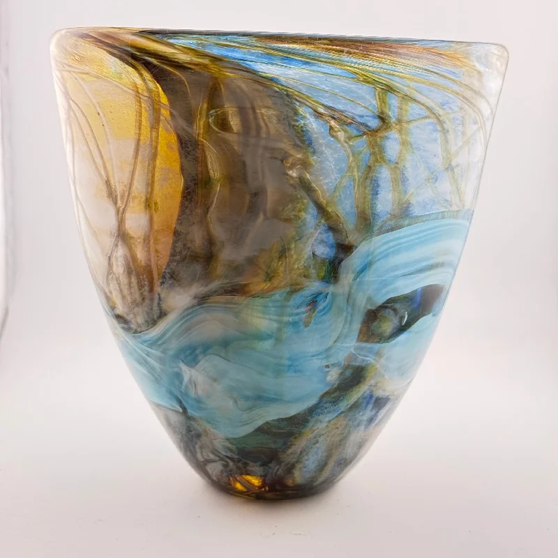 Unique handmade flower vases for modern homes -“ Krizna Jama" Open, Oval Vase