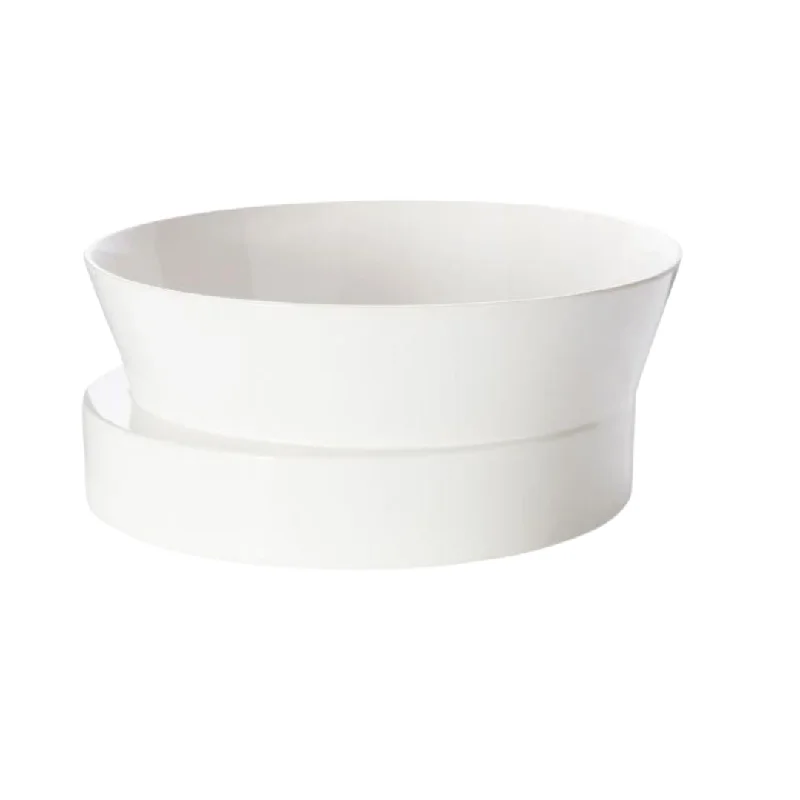 Simple white ceramic flower vases -Medium White Gloss Block Bowl