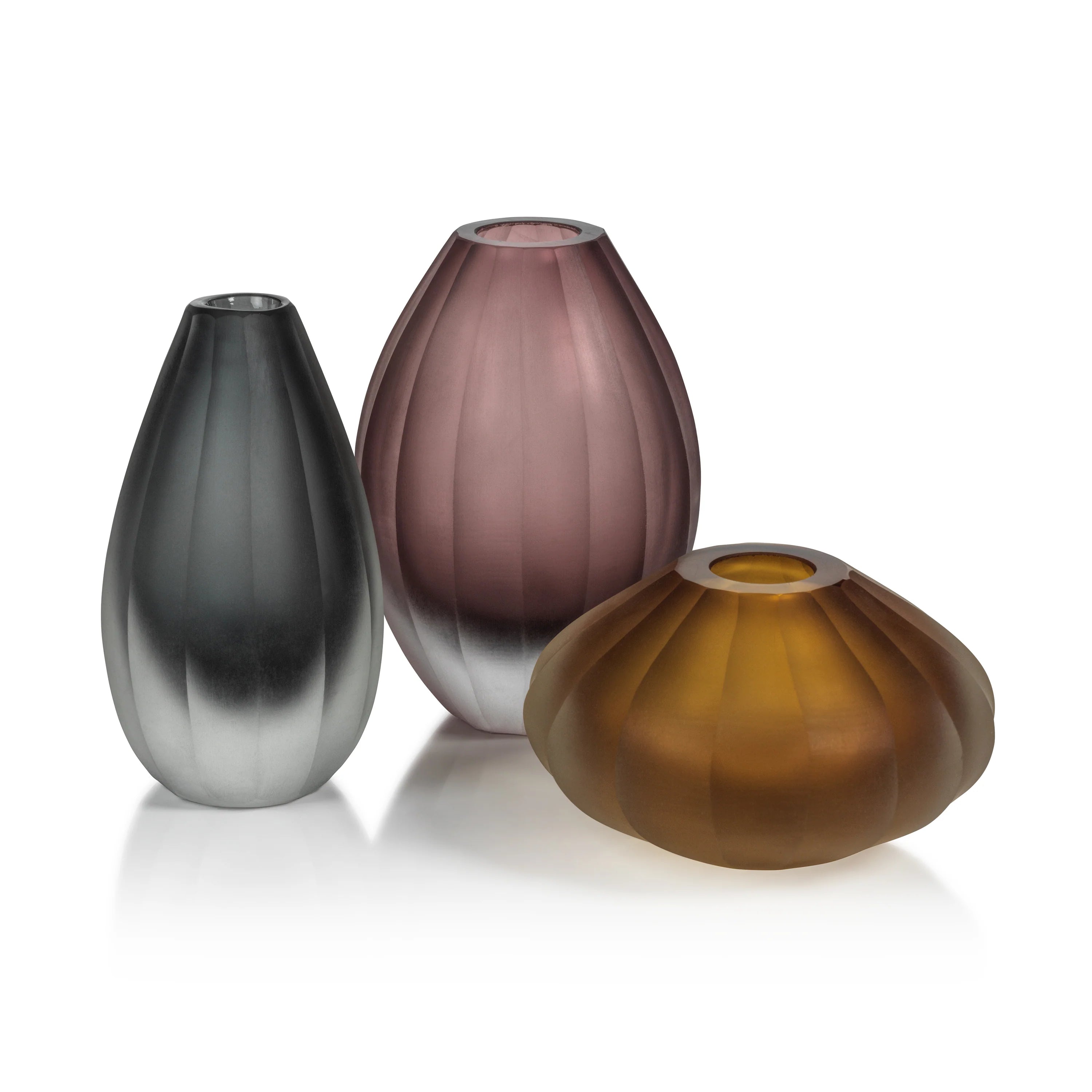 Glass vases for living room floral arrangements -Milano Cut & Frosted Vase