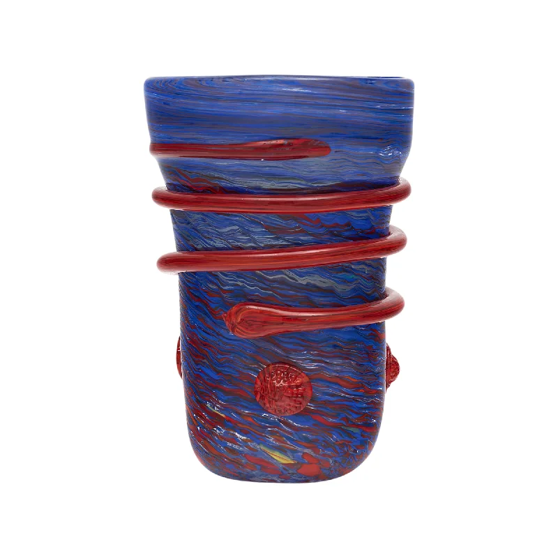 Large flower vases for modern interiors -Murano Glass Blue and Red Vase