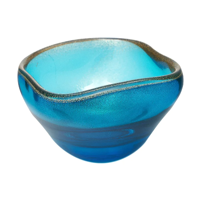 Crystal vases for elegant wedding decorations -Murano Glass Blue Avventurina Bowl