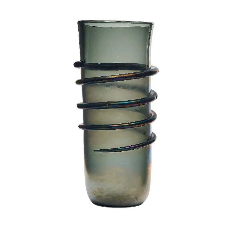 Simple rustic vases for flower displays -Murano Glass Iridescent ‘Linee’ Vase