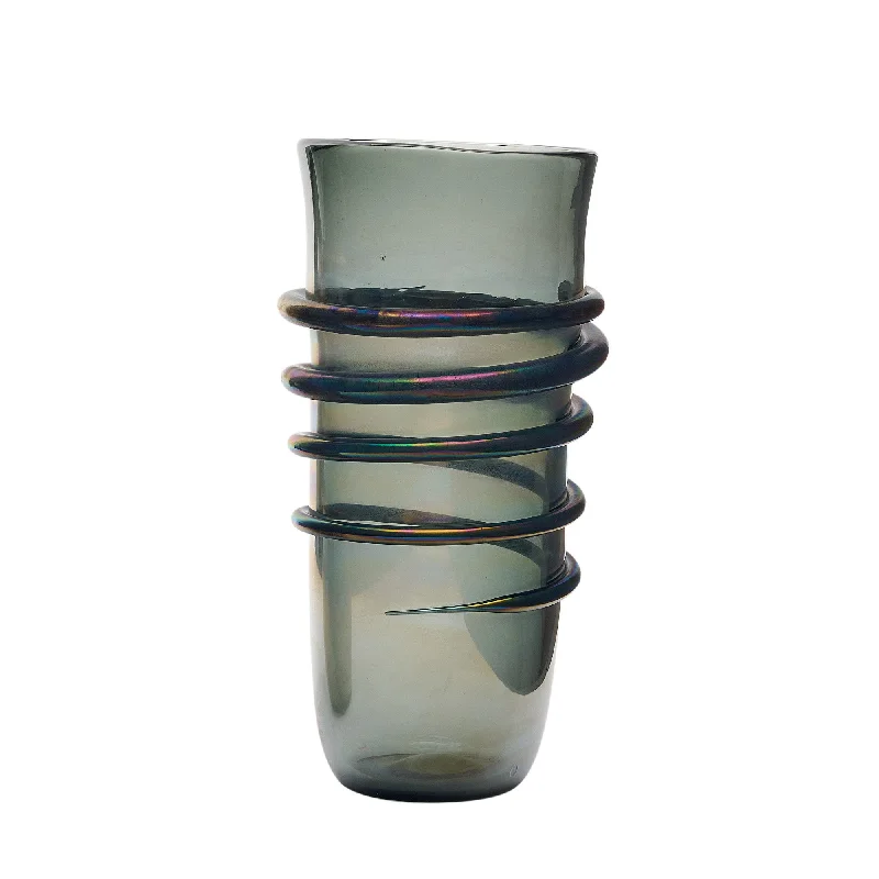 Simple crystal vases for home use -Murano Glass Iridescent ‘Linee’ Vase