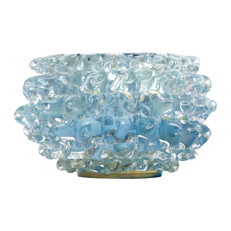 Designer crystal flower vases for luxury weddings -Murano Glass Rostrate Sky Blue Bowl