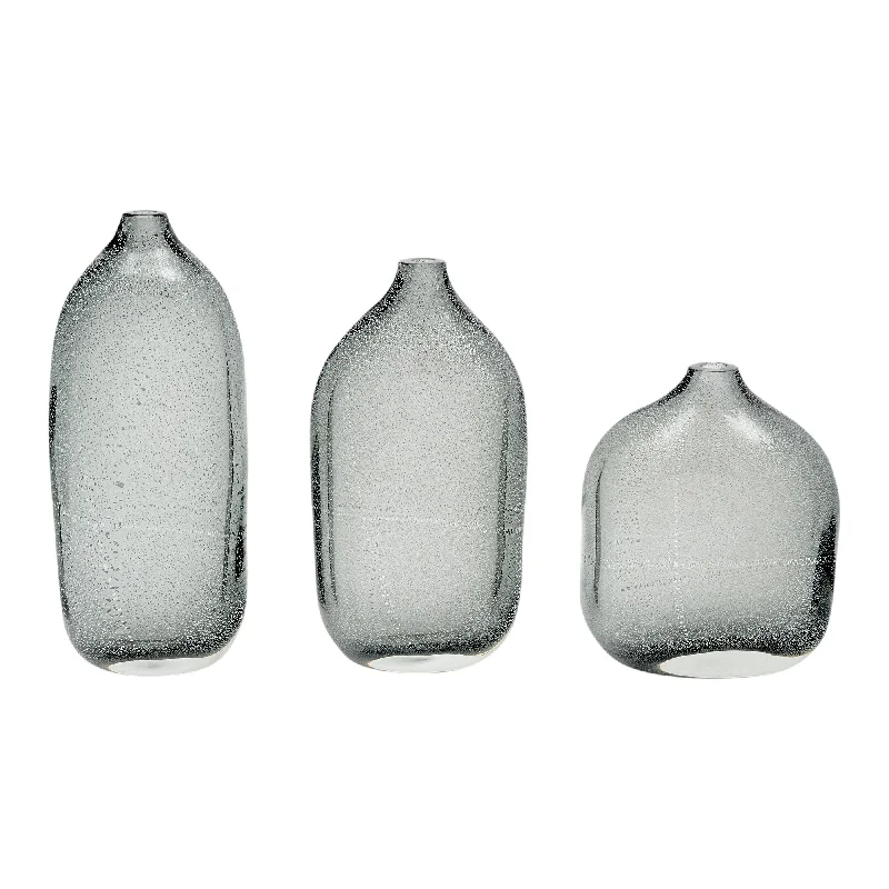 Large vases for centerpieces in living room -Murano Glass Silver Voda Bottles