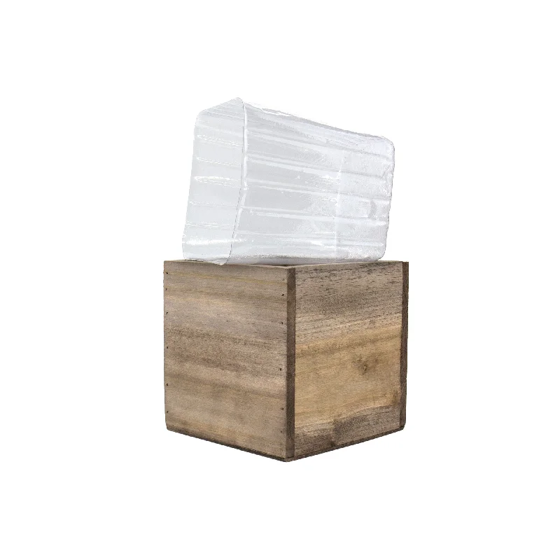 Handcrafted ceramic vases for modern decor -12 PCS Natural Wooden Cube Plant Box with Plastic Liner 6 Inches Each Side