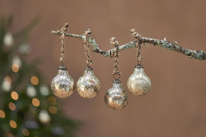 Decorative crystal vases for home interiors -Ometti Round Baubles - Rustic Gold (Set of 4)