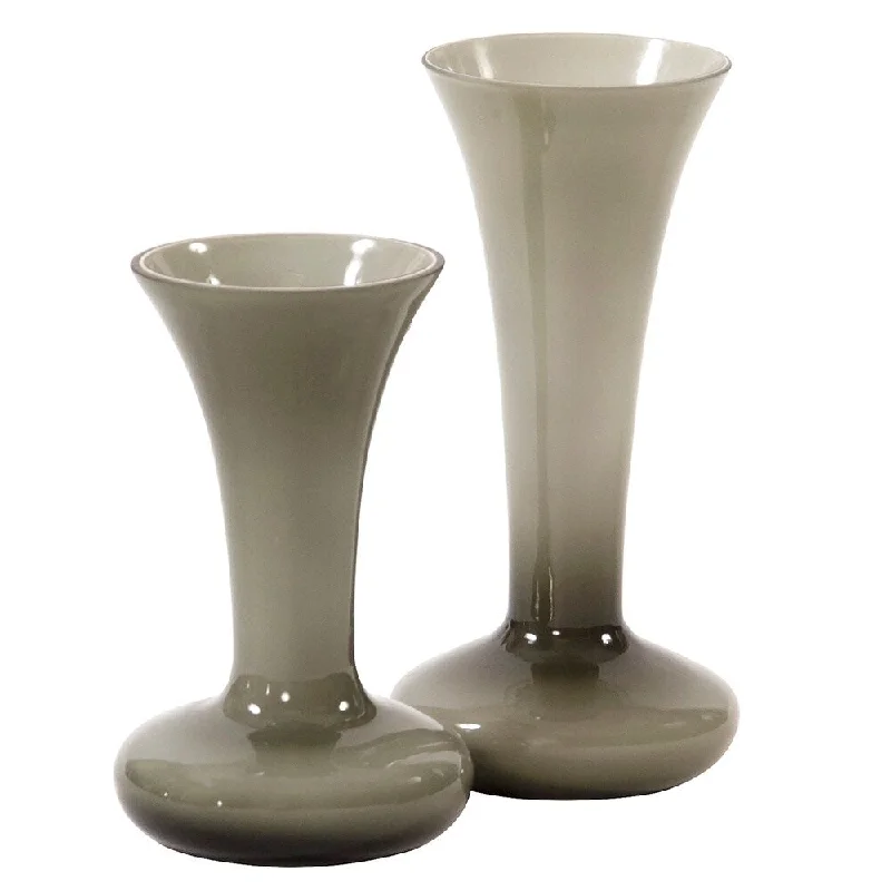 Tall modern ceramic flower vases -Opaque Smoke Gray Flared Glass Vase Small