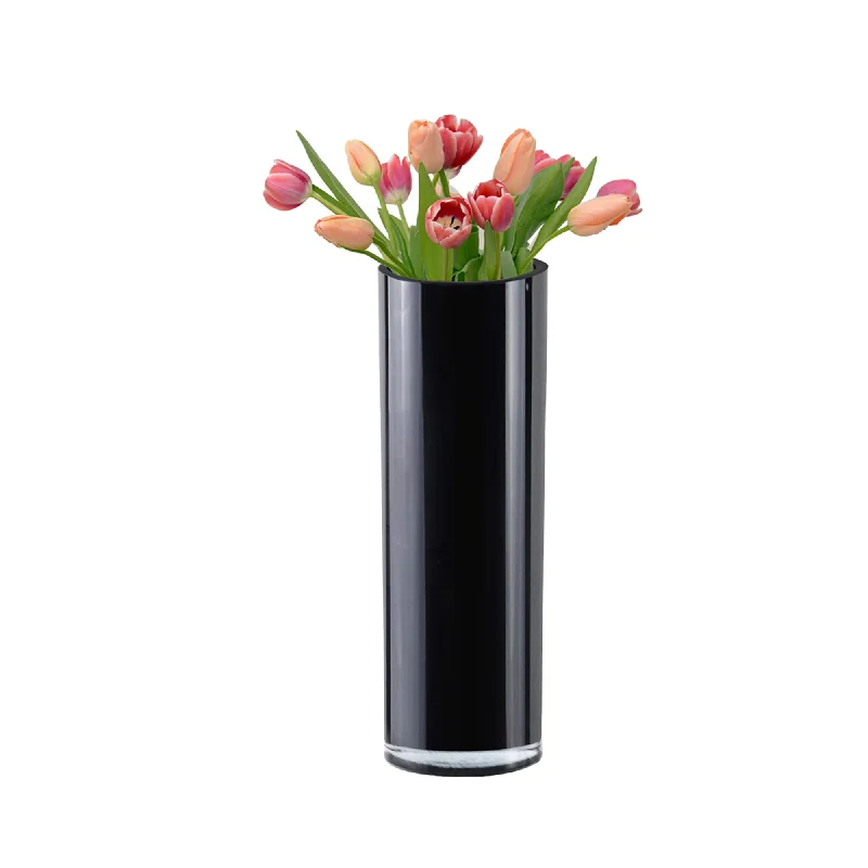 Modern vases for flower decoration -Pack of 12 PCS Black Glass Cylinder Vase D-4" H-12"