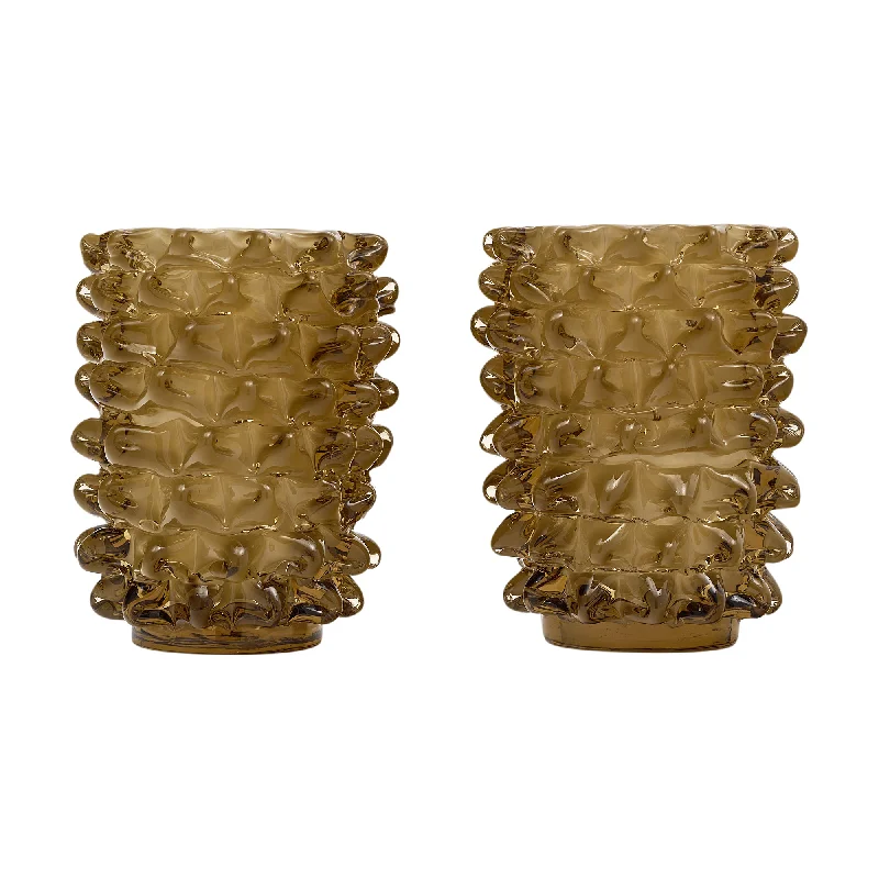 Decorative vases for modern office design -Pair of Taupe Murano Glass Rostrate Vase