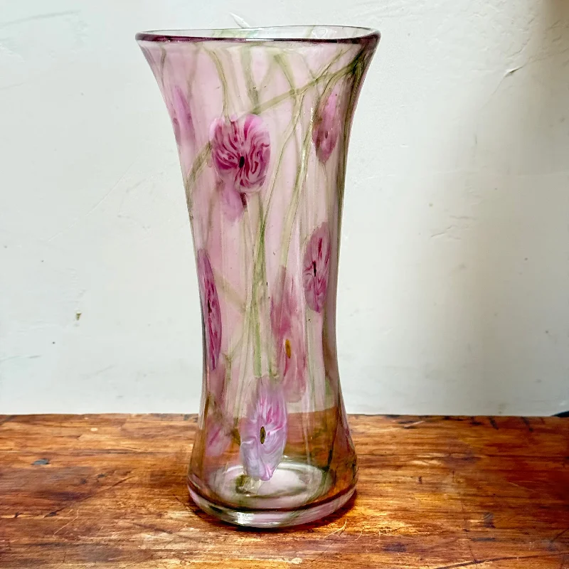 Unique vases for home centerpiece decor -Pink Floral Tall Vase (slight second)