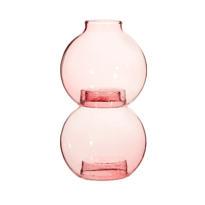 Unique decorative glass flower vases -Pink Stacking Bubble Vase