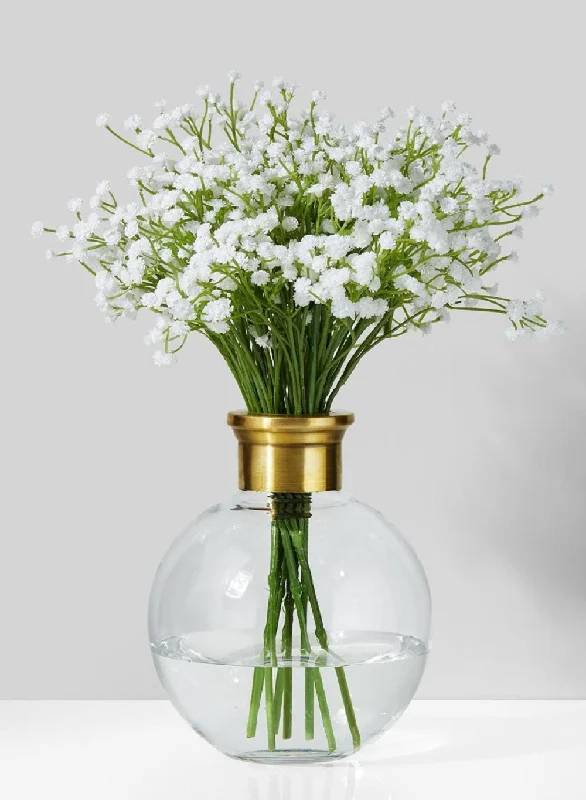 Unique crystal vases for home floral decor -Ball Vase with Gold Rim, in 3 Sizes