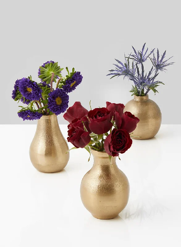 Modern white ceramic vases for centerpieces -Stylish Gold Floral Bud Vase, Set of 4 and 24, In 3 Shapes