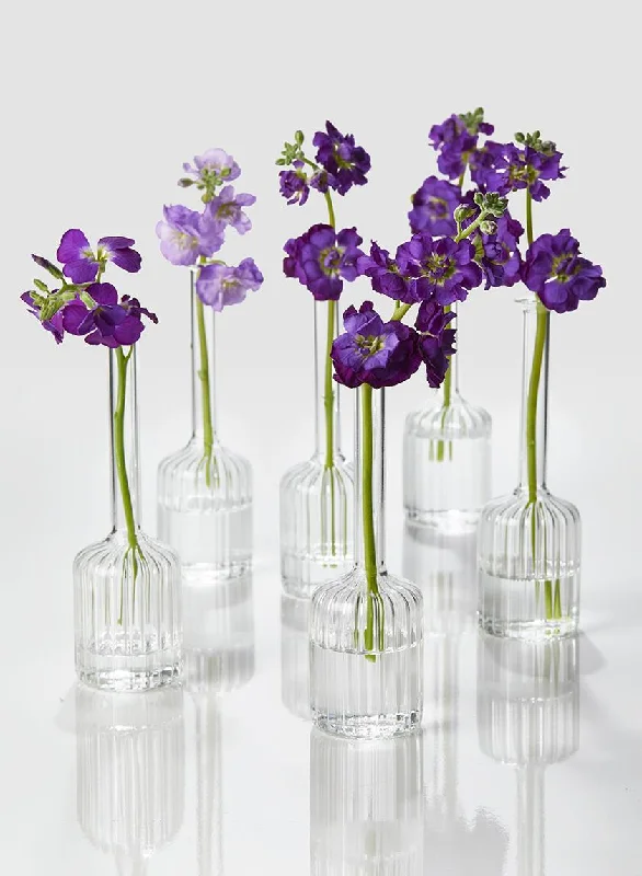 Colorful ceramic flower vases for living room -Optical Glass Cylinder Bud Vase, Set of 6