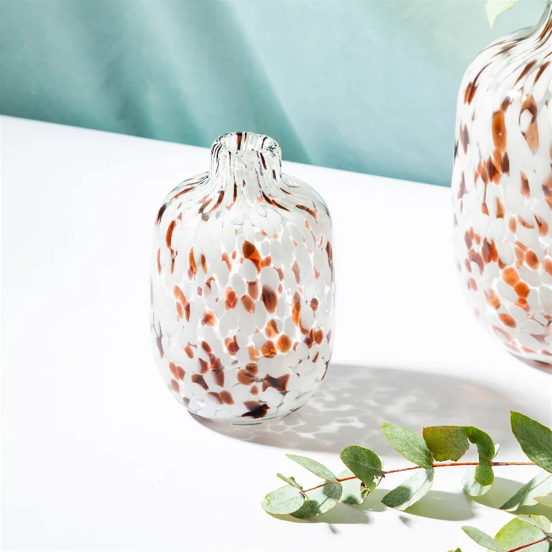 Stylish flower vases for contemporary living room -Small Brown Speckled Glass Vase