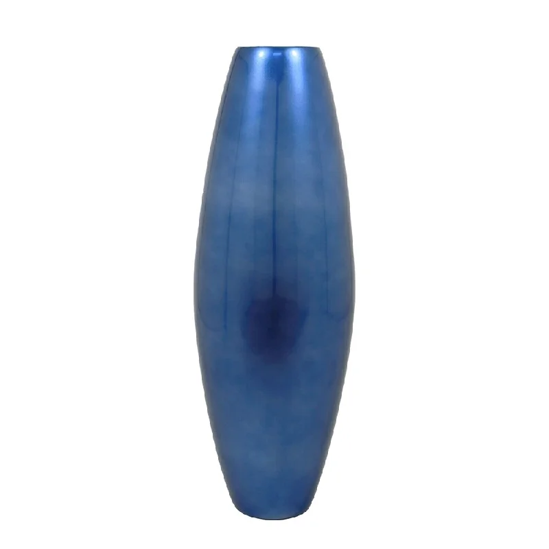 Modern glass vases for flower arrangements -Solid Blue Lacquer 47-inch Cylinder Floor Vase and Branches