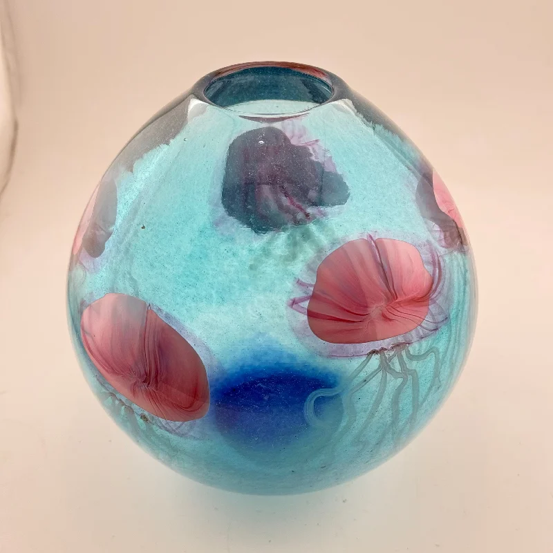 Crystal vases for elegant wedding decorations -Turquoise Jellyfish Egg Shaped Vase