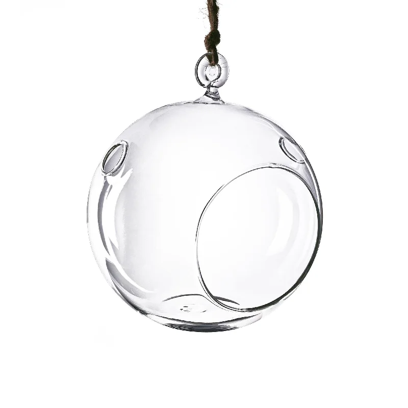 Affordable decorative flower vases -24 PCS Clear Glass Hanging Orbs D-5" H-5.5"