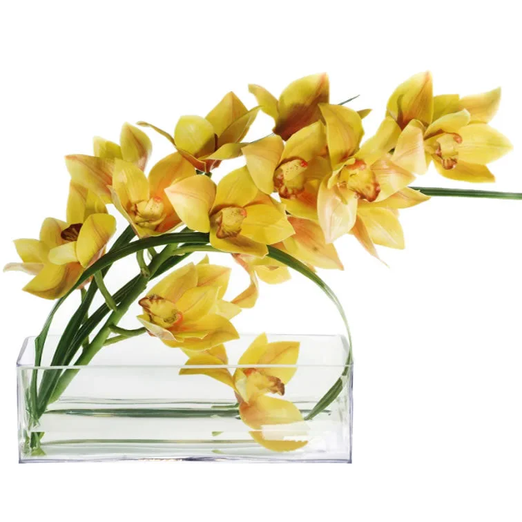 Simple modern flower vases for dining room -Pack of 6 PCS Clear Glass Rectangle Vase O-12"X4" H-4"