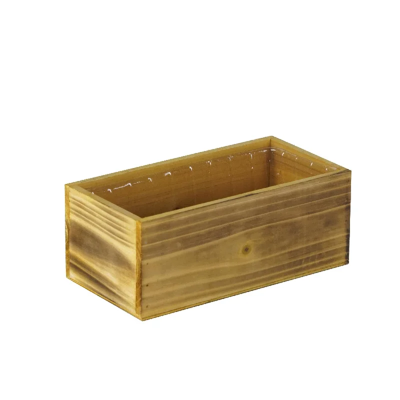 Unique modern vases for living room decor -10 PCS Unfinished Wooden Rectangle Plant Box with Plastic Liner O-10"X5" H-4" - Pack of 10 PCS