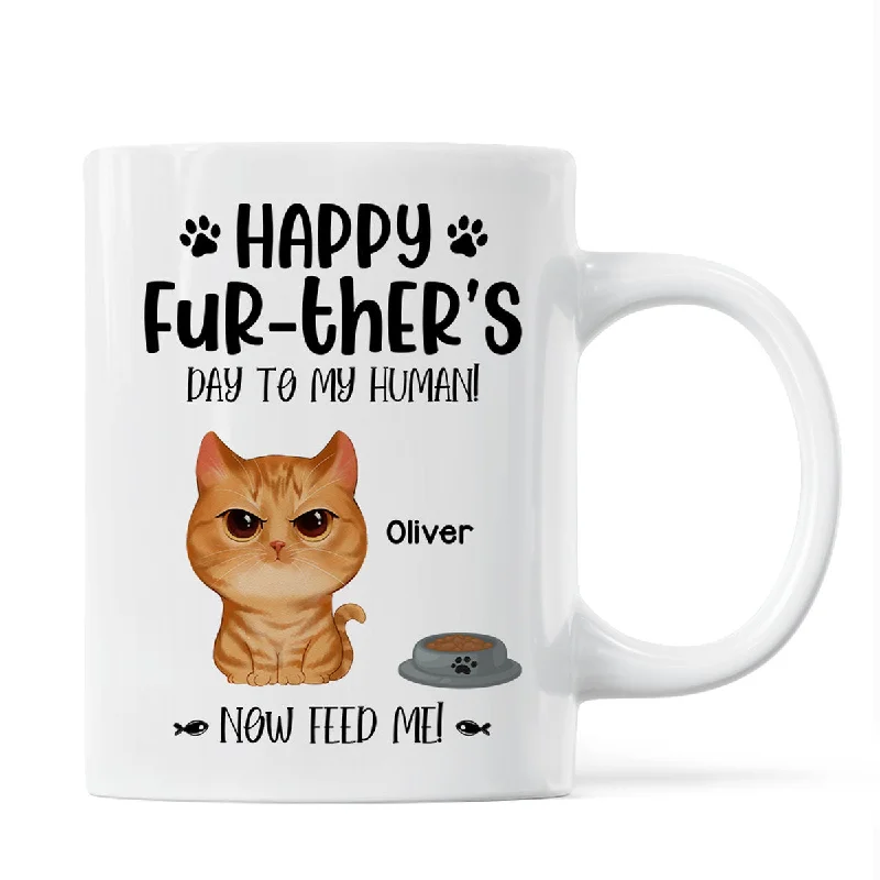 hand-painted tea mugs-Angry Watercolor Cute Cats Happy Fur-ther‘s Day Father’s Day Gift For Cat Dads Personalized Mug