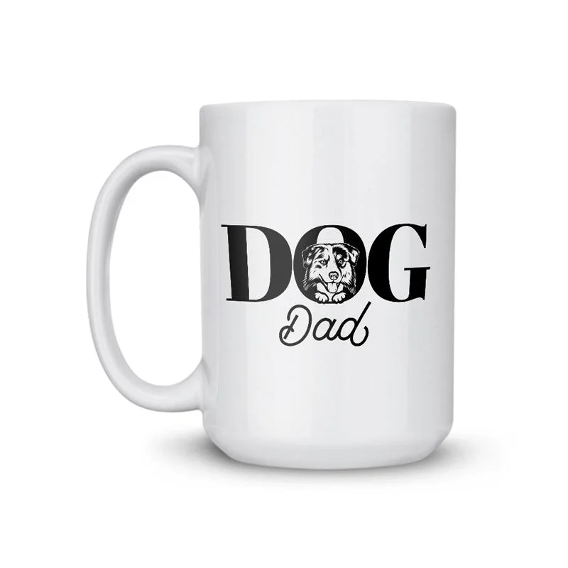 modern coffee mugs with lids-Australian Shepherd Dad Dog Coffee Mug