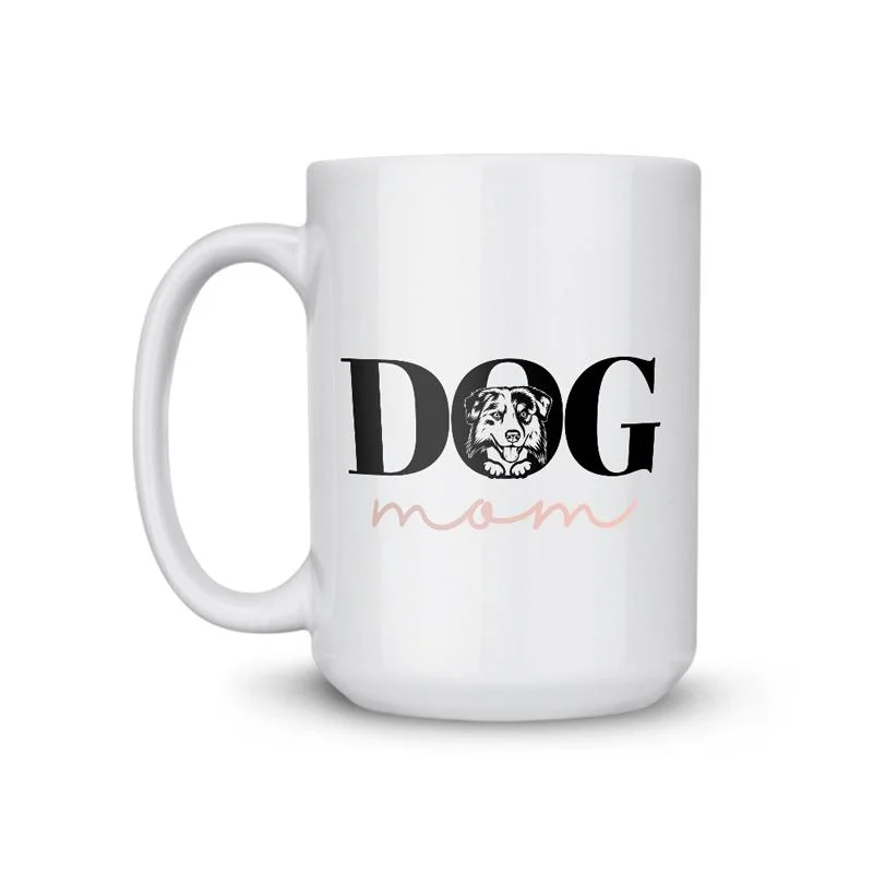 insulated mugs for camping trips-Australian Shepherd Mom Dog Coffee Mug