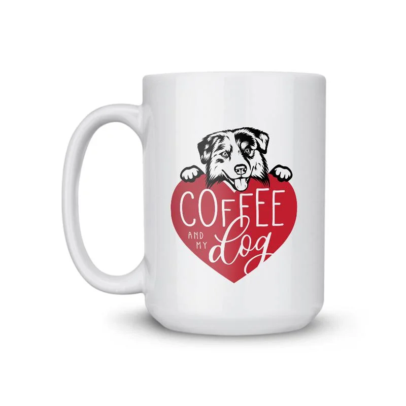 colorful custom mugs for events-Australian Shepherd My Dog Coffee Mug