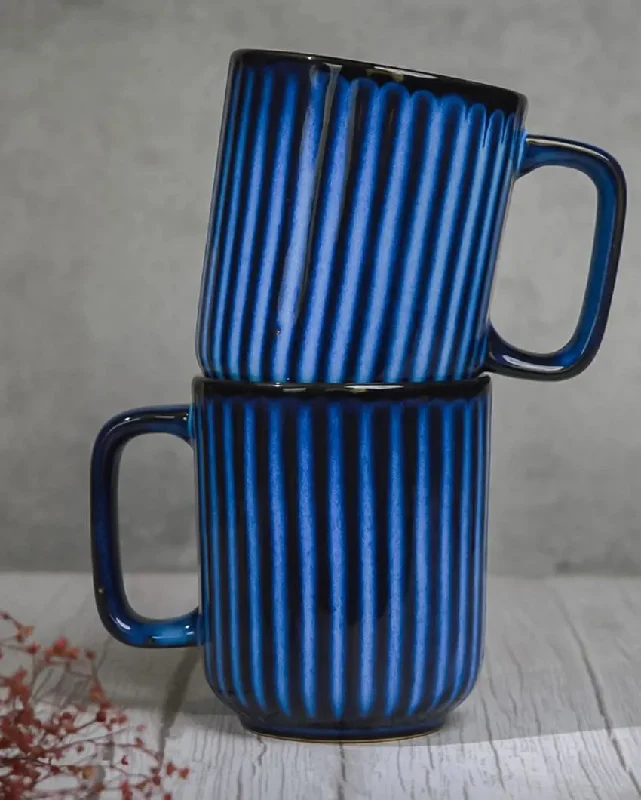 unique mugs for events and parties-Blue Saga Coffee Ceramic Mugs | Set of 2 | 260 ml