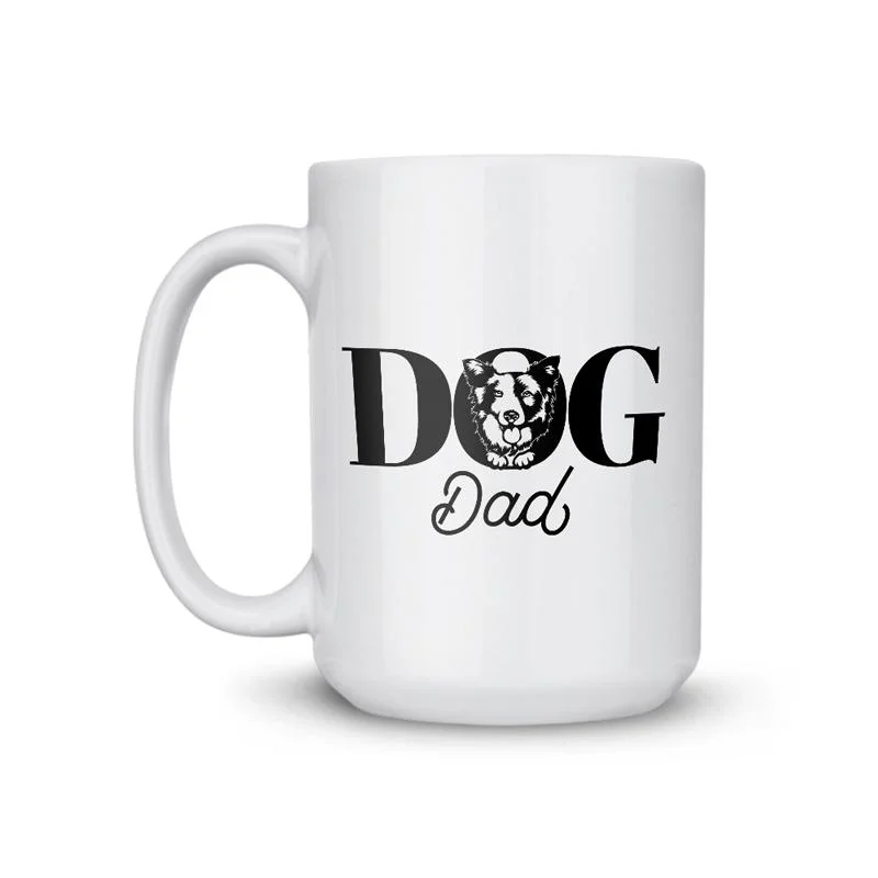 stylish mugs for family events-Border Collie Dad Dog Coffee Mug