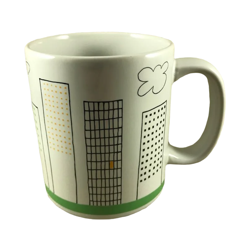 quirky travel mugs for commuters-Cityline Sketch With Clouds Above Mug Ikea