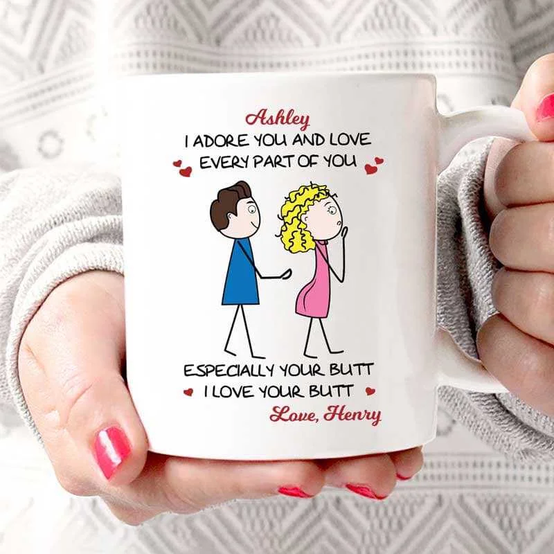 cute coffee mugs for relaxing mornings-Couple Adore Every Part Of You Especially Your Butt Personalized Mug