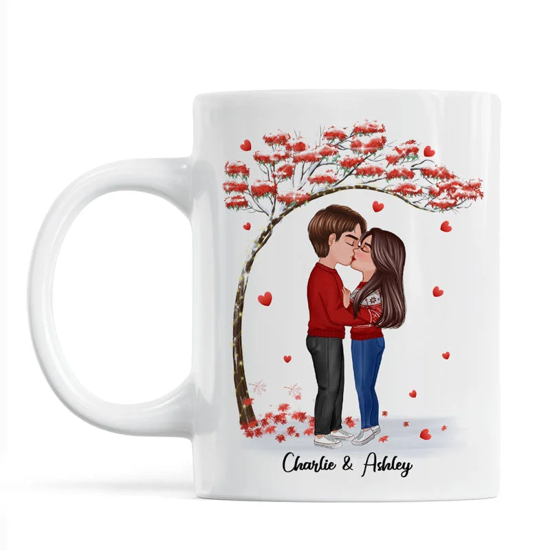 best ceramic coffee mugs for gifts-Doll Couple Kissing Under Red Tree Gift For Him For Her Personalized Mug