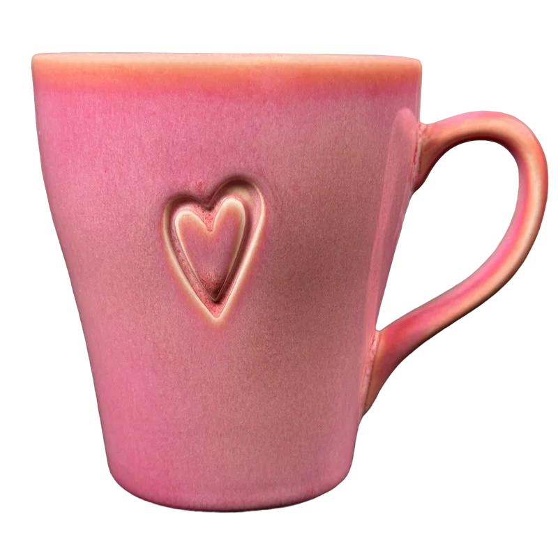 personalized travel mugs for birthdays-Etched Heart Pink 15oz Mug 2006 Starbucks