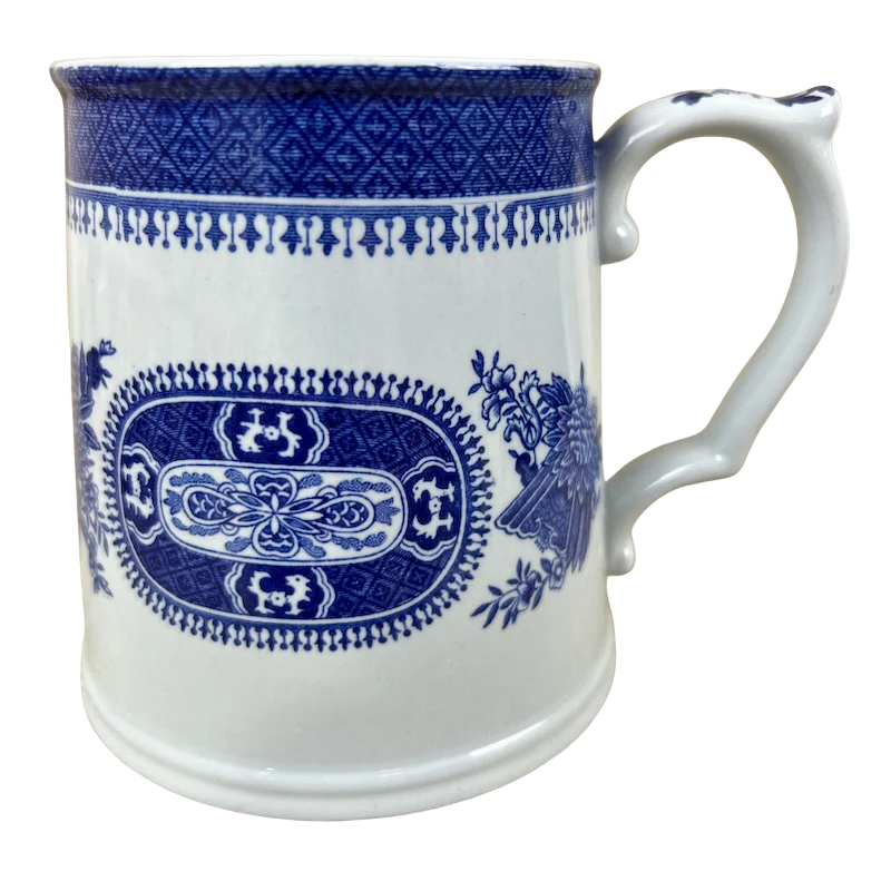 funny coffee cups for birthday gifts-Fitzhugh Blue Floral Y2988-B Tankard Mug Spode