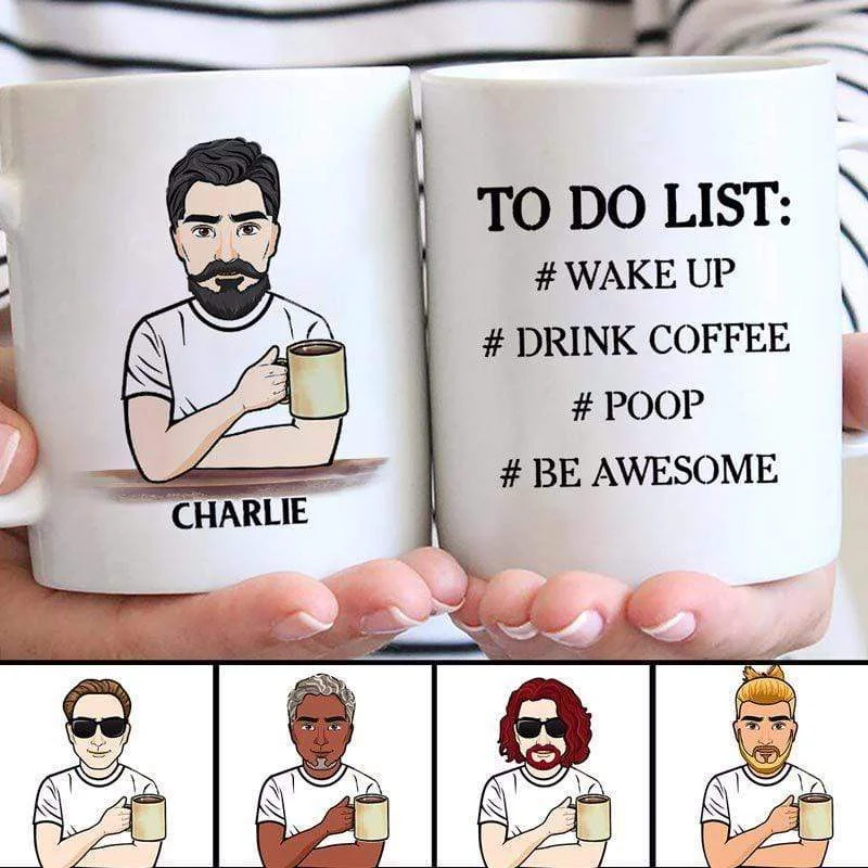 funny mugs for coffee shop lovers-Funny Dad Grandpa Uncle To Do List Cartoon Man Personalized Coffee Mug