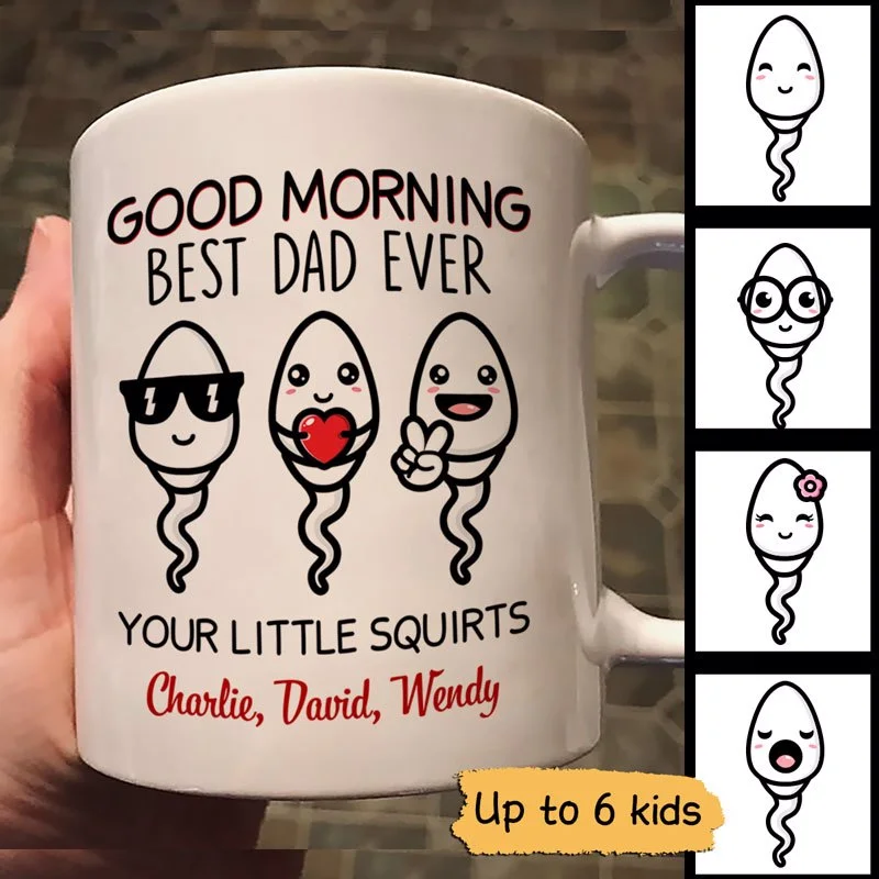 large tea mugs for relaxing-Good Morning Happy Father‘s Day From Little Squirt Funny Gift For Dad Personalized Mug