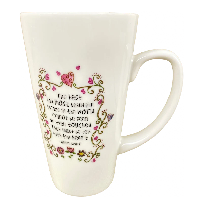 personalized mugs for family reunions-Hellen Keller Quote Tall Mug Natural Life