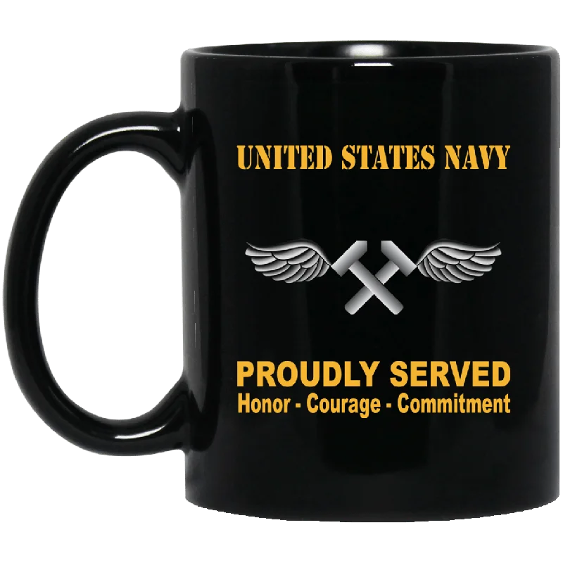 custom photo coffee mugs for teachers-Navy Aviation Structural Mechanic Navy AM Proudly Served Black Mug 11 oz - 15 oz