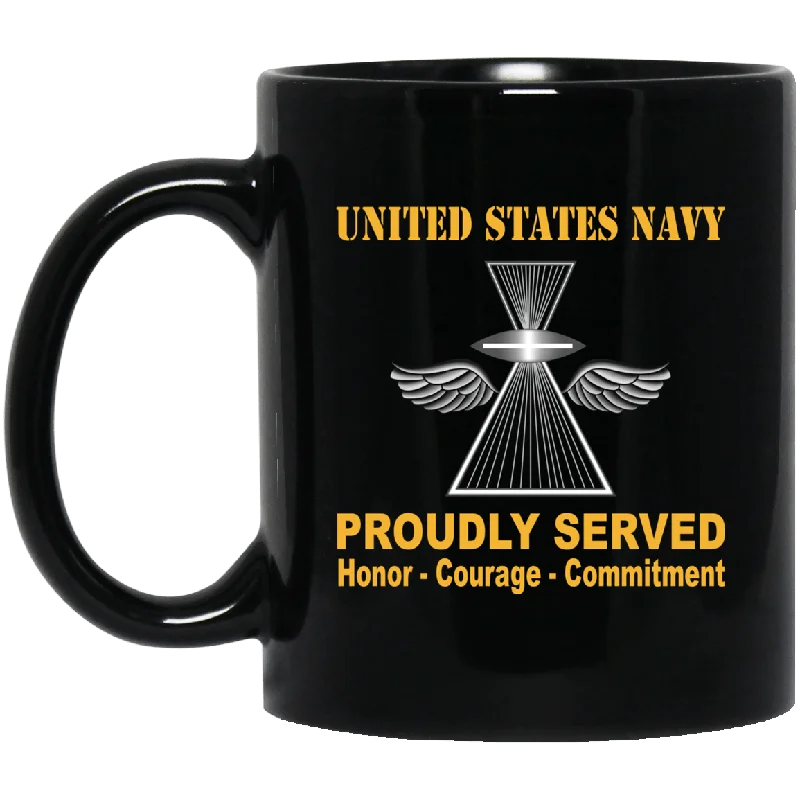 best custom mugs for corporate gifts-US Navy Photographer's Mate Navy PH Proudly Served Black Mug 11 oz - 15 oz