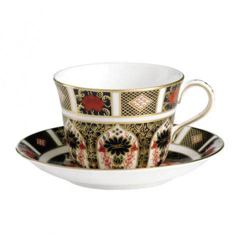 best reusable coffee mugs for work-Old Imari Tea Cup and Saucer