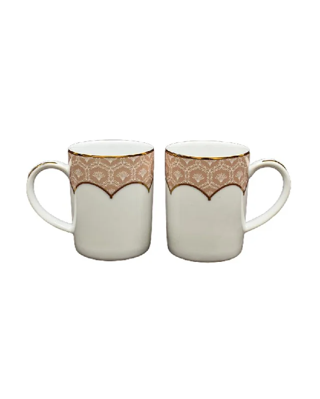 eco-friendly coffee mugs for home-Peach Legacy Slim Porcelain Mugs | Set of 6