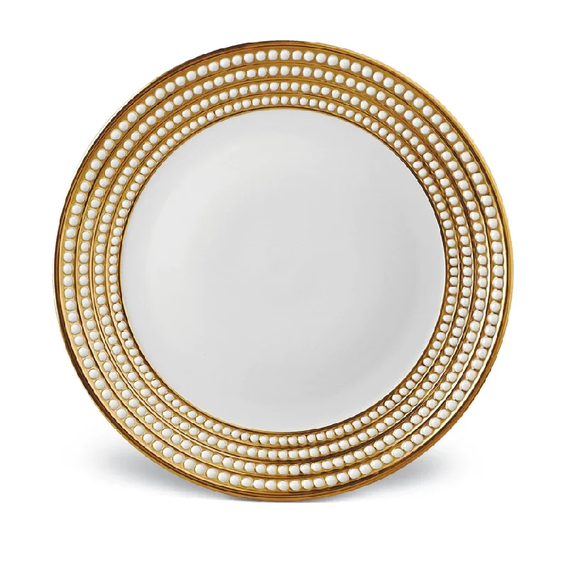 custom photo mugs for family gatherings-Perlée Gold Charger Plate