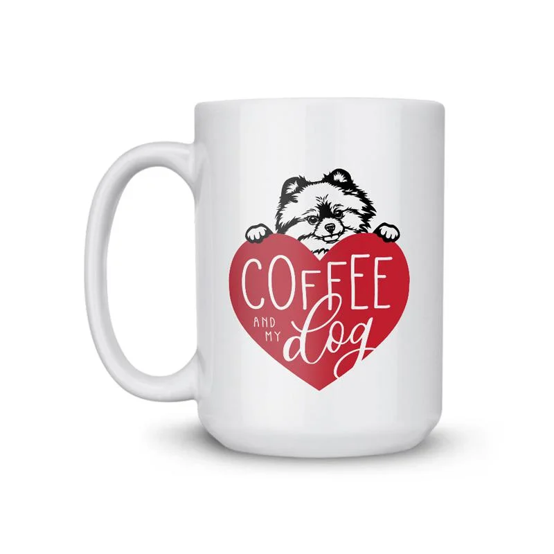 unique mugs with logos for businesses-Pomeranian My Dog Coffee Mug