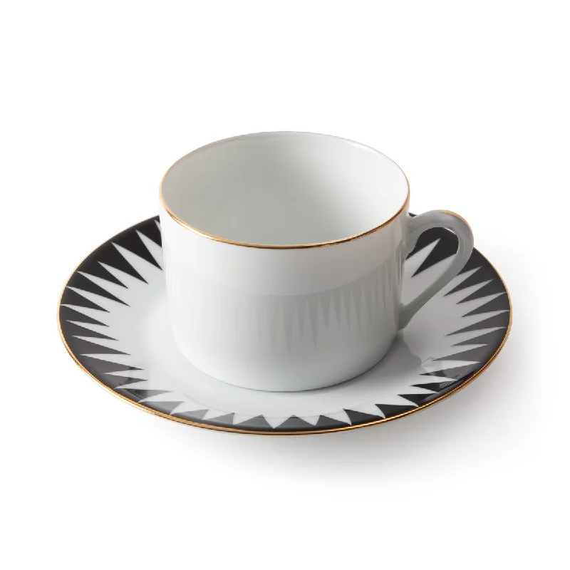 durable ceramic mugs for hot drinks-Punk Tea Cup with Saucer