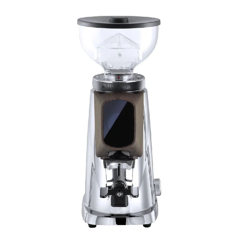 custom ceramic mugs for businesses-REFURBISHED AllGround All Purpose Home Coffee Grinder - Chrome w/ Dark Oak