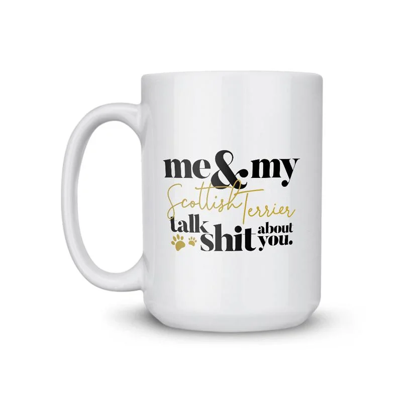 personalized mugs with fun designs-Scottish Terrier Talk Shit Coffee Mug