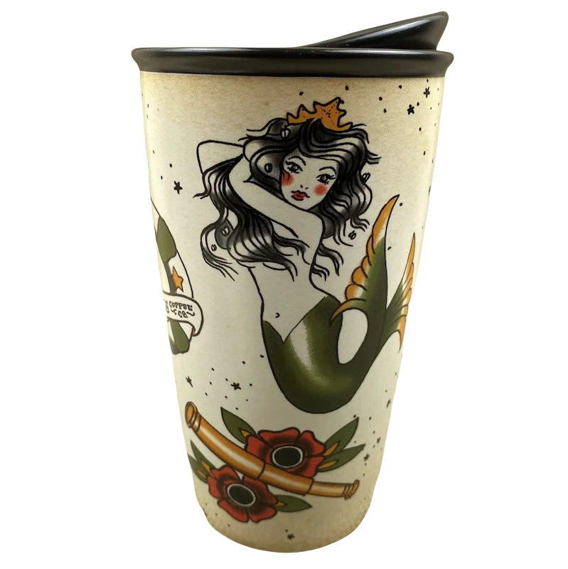 cute travel mugs for hot beverages-Siren Mermaid Tattoo Color Art 12oz Tumbler Starbucks