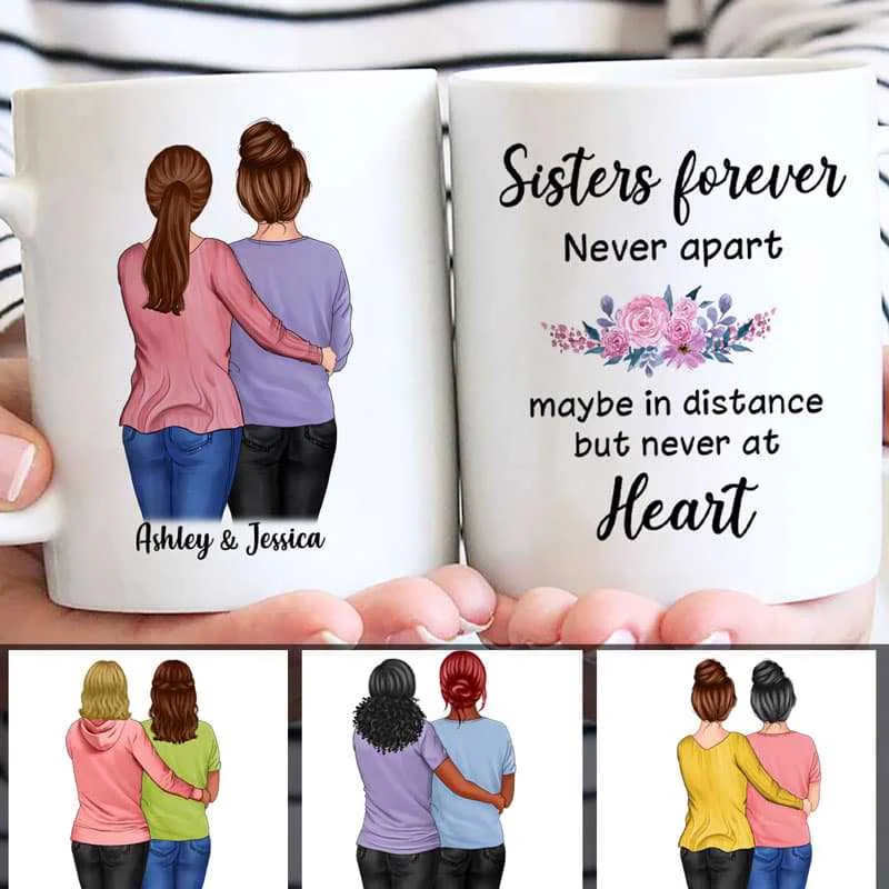 best stainless steel mugs for work-Sisters Forever Standing Women Personalized Mug